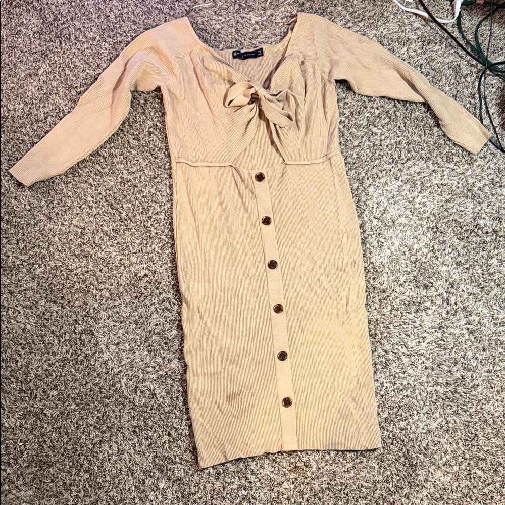 Plus size Tan Button-Down Dress